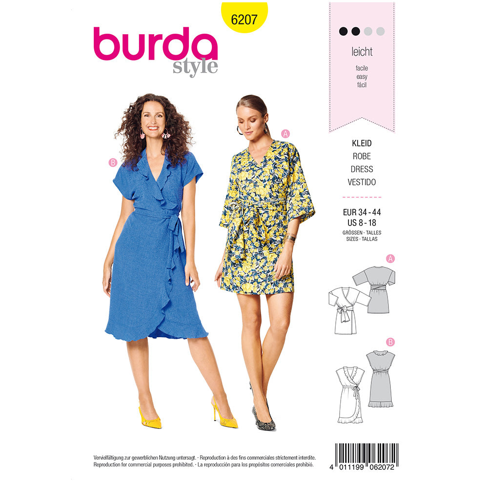 Pattern, Burda, 6207, Wrap Dress with Tie Bands