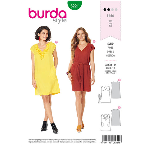 Pattern, Burda, 6221, Sleeveless Dress with V–Neck