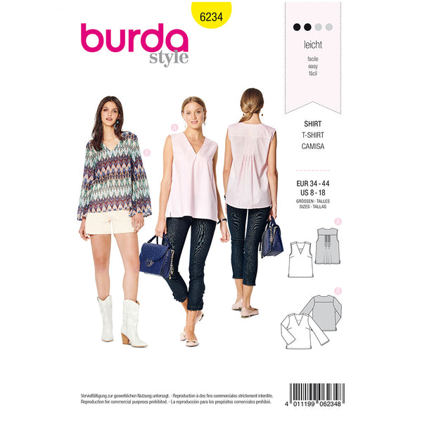 Pattern, Burda, 6234, V-Neck Blouse – Top