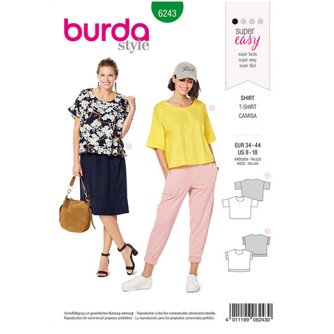 Pattern, Burda, 6243, Top with Round Neckline