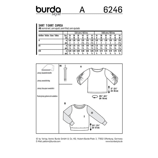 Pattern, Burda, 6246, Sweatshirt with Round Neckline