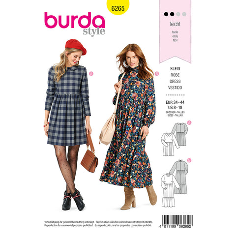 Pattern, Burda, 6265, Dress with Peter Pan Collar - Midi Dress with Tiered Skirt