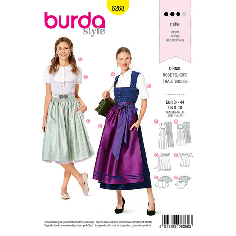 Pattern, Burda, 6268, Dirndl - Dirndl Blouse