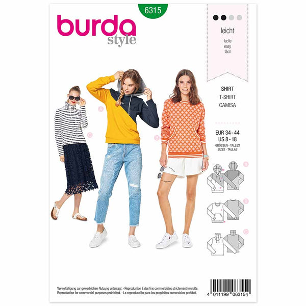 Pattern, Burda, 6315, Sweatshirt - Hoodie - Color Blocking
