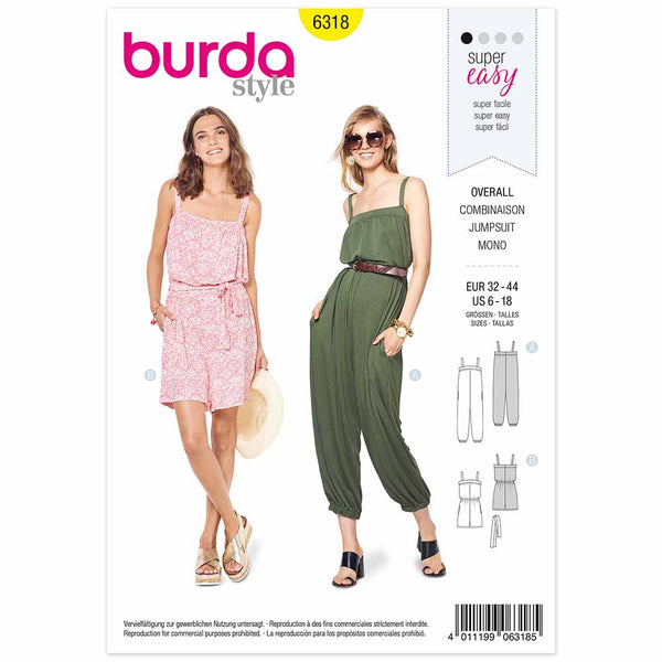 Pattern, Burda, 6318, Jumpsuit with Band and Straps