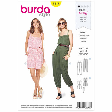 Pattern, Burda, 6318, Jumpsuit with Band and Straps