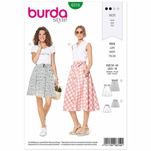 Pattern, Burda, 6319, Bell-shaped Skirt - Gathered, with Pockets in Seams