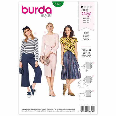 Pattern, Burda, 6328, Top - Boat Neckline - Sleeve Variations