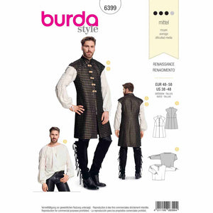 Pattern, Burda, 6399, Renaissance - Long Vest/Waistcoat and Shirt For Men