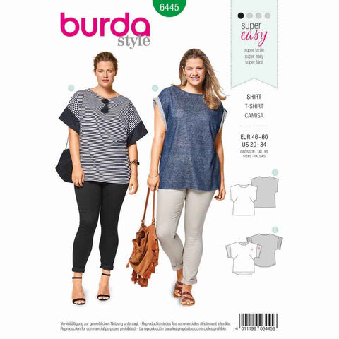 Pattern, Burda, 6445, Top, Overcut Shoulders - Round Neckline