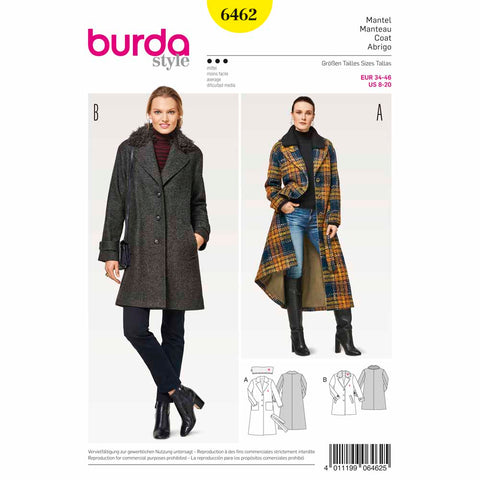 Pattern, Burda, 6462, Blazer Coat