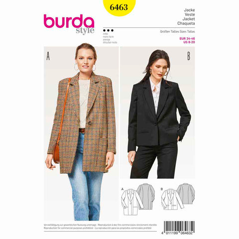 Pattern, Burda, 6463, Ladies Blazer