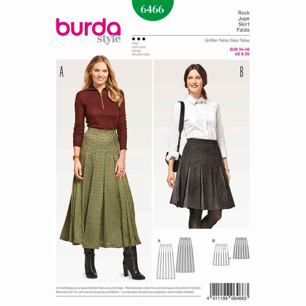 Pattern, Burda, 6466, Pleated Skirt