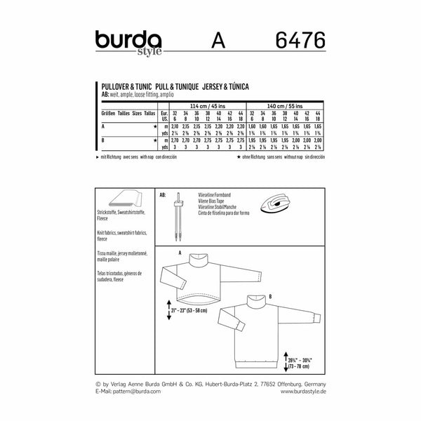 Pattern, Burda, 6476, Pullover