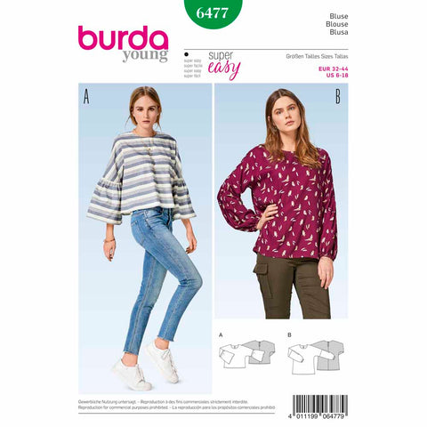 Pattern, Burda, 6477, Ladies Blouse