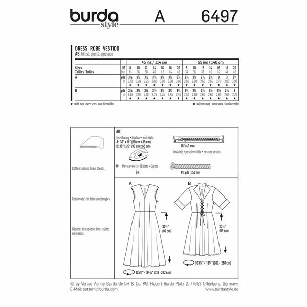 Pattern, Burda, 6497,  Ladies Dress