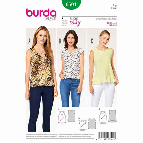 Pattern, Burda, 6501, Ladies Top