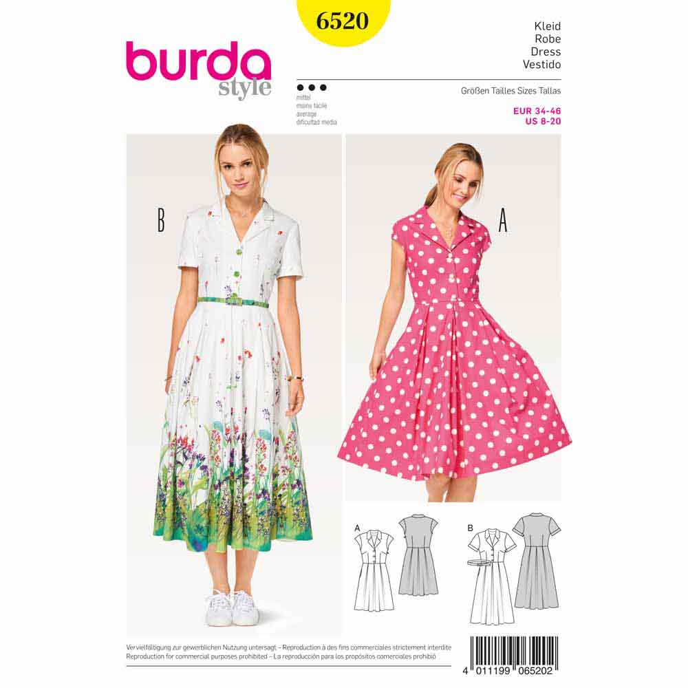 Pattern, Burda, 6520, Ladies Dress