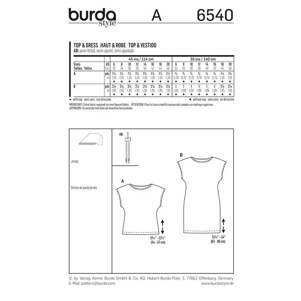 Pattern, Burda, 6540, Top