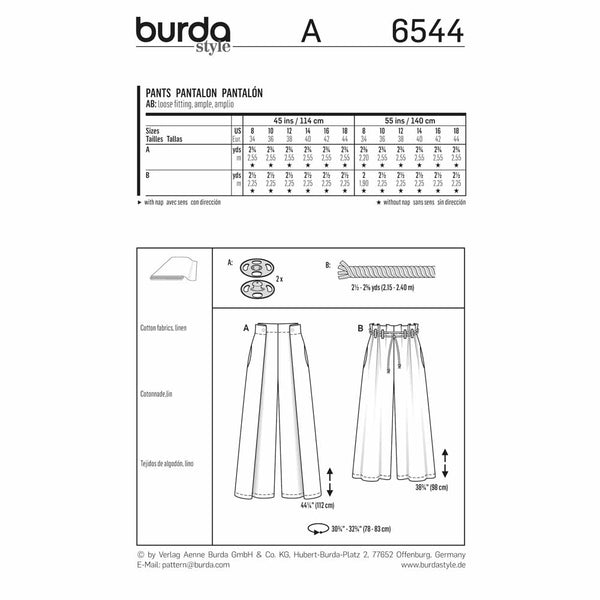 Pattern, Burda, 6544, Pants
