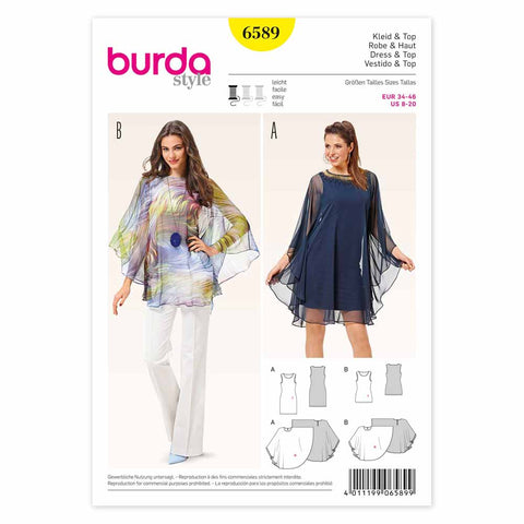 Pattern, Burda, 6589, Ladies Dress and Cover-up