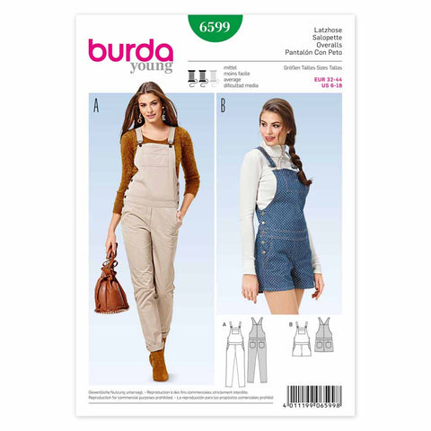 Pattern, Burda, 6599, Ladies Overalls