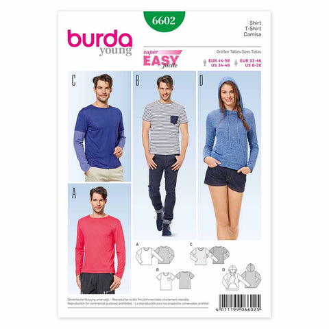 Pattern, Burda, 6602, Unisex T-Shirt, Shirt