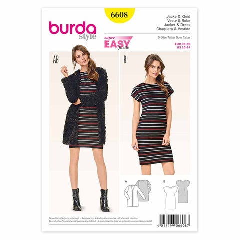 Pattern, Burda, 6608, Jacket and Dress