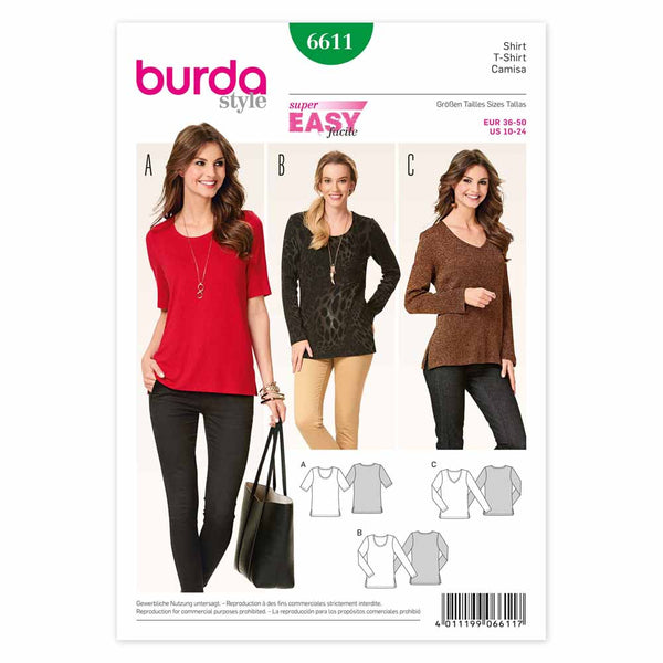 Pattern, Burda, 6611, Ladies T-Shirt
