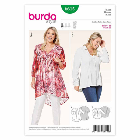 Pattern, Burda: Blouse Plus Sizes  #6615