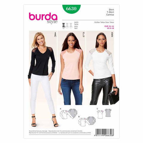 Pattern, Burda, 6630, Tops