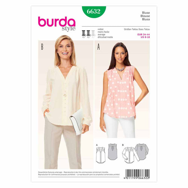 Pattern, Burda, 6632, Ladies Tops