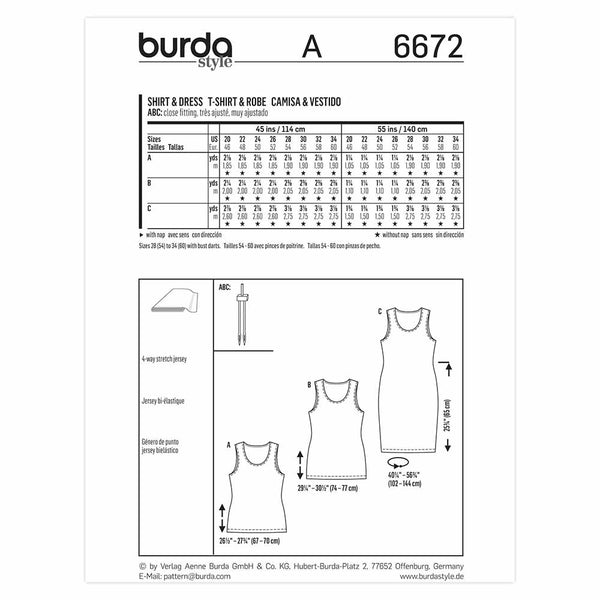 Pattern, Burda, 6672, Dresses, Tops