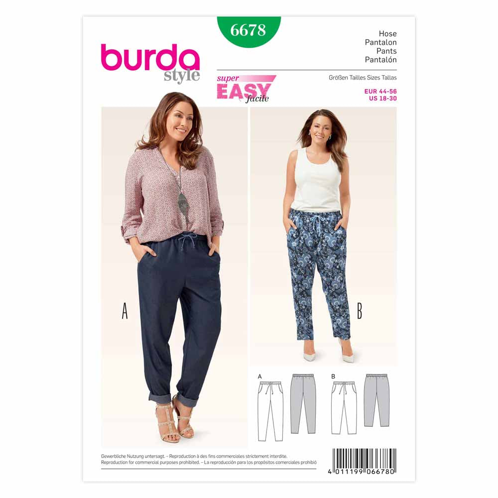 Pattern, Burda, 6678, Ladies Pants