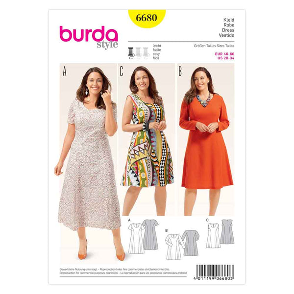 Pattern, Burda, 6680, Ladies Dress