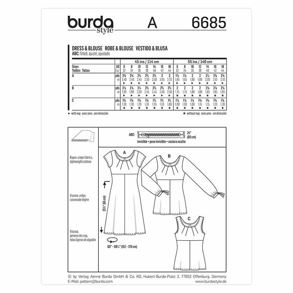 Pattern, Burda, 6685, Ladies Dress
