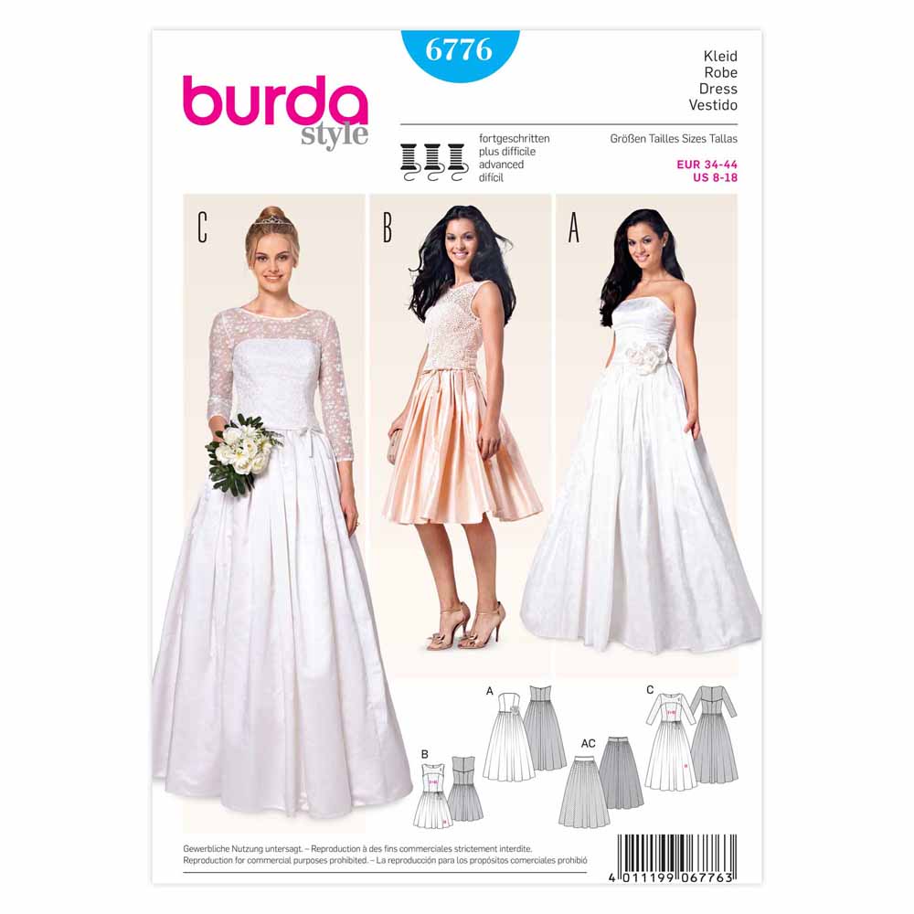 Pattern, Burda, 6776, Evening/Bridal Dress