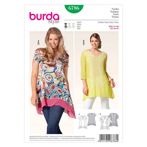 Pattern, Burda, 6786, Women's Plus Size Top