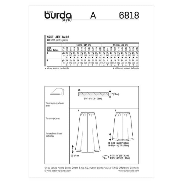 Pattern, Burda, 6818, Skirt