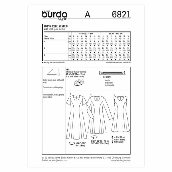 Pattern, Burda, 6821, Dress