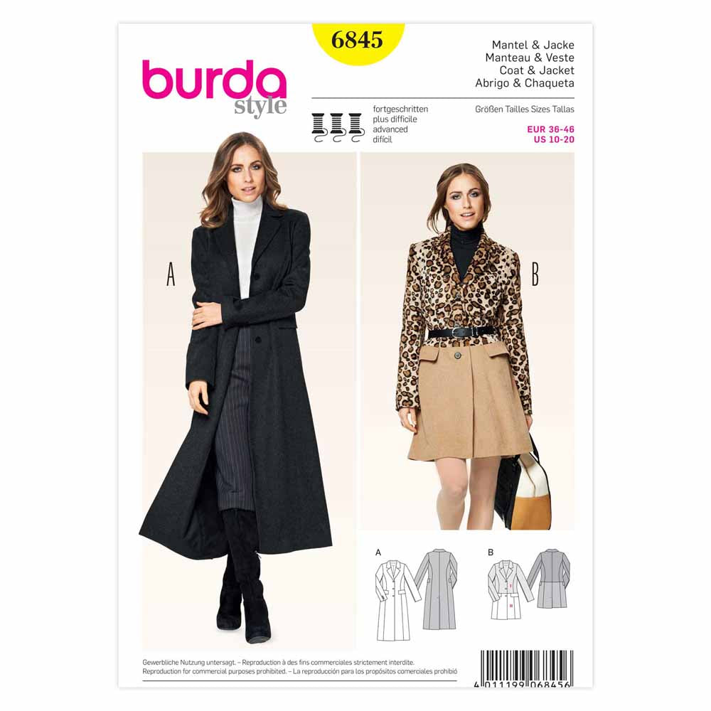 Pattern, Burda, 6845, Coat/Jacket