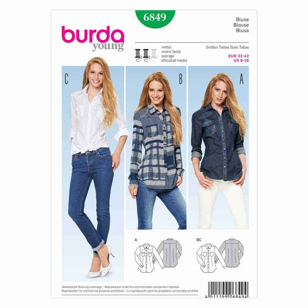 Pattern, Burda, 6849, Top, Misses