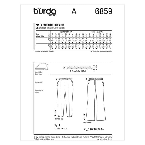 Pattern, Burda, 6859, Ladies Plus Size Pants