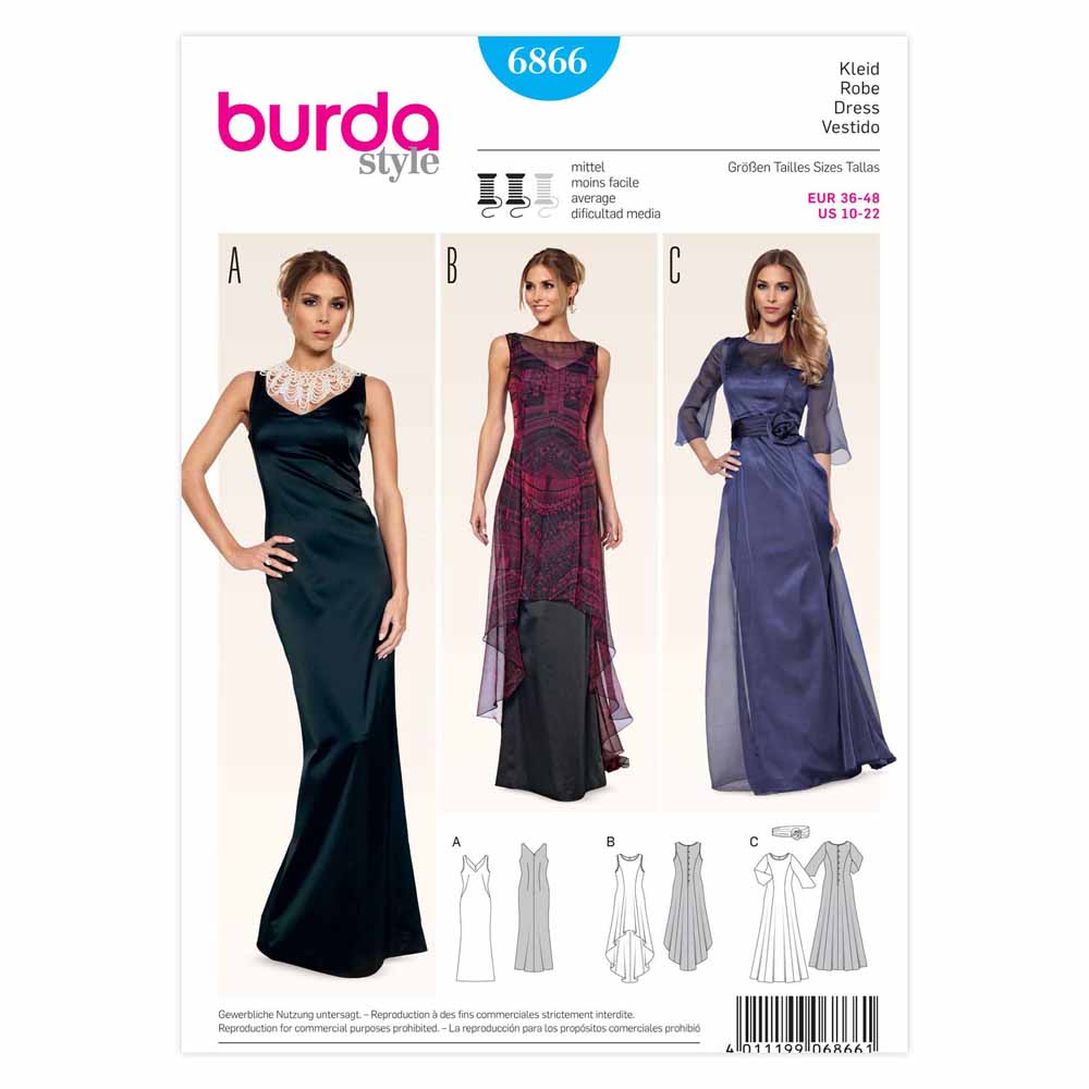 Pattern, Burda, 6866, Evening/Bridal Dress