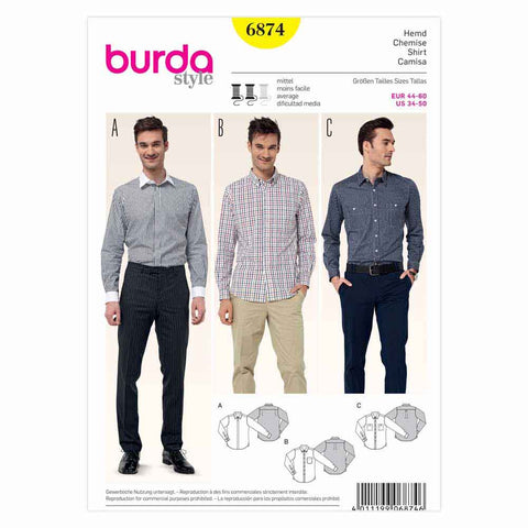 Pattern, Burda, 6874, Men's Shirt