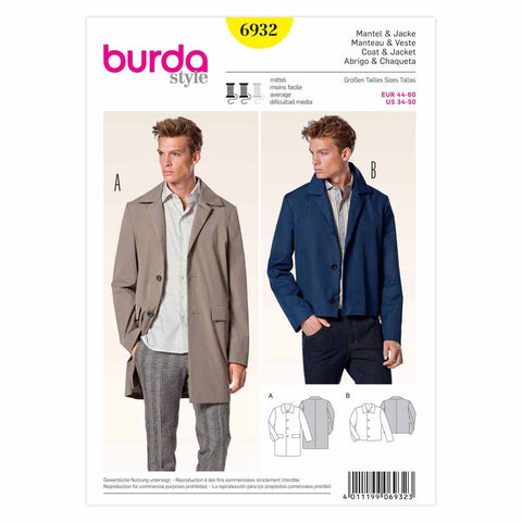 Pattern, Burda, 6932, Men's Coat/Jacket