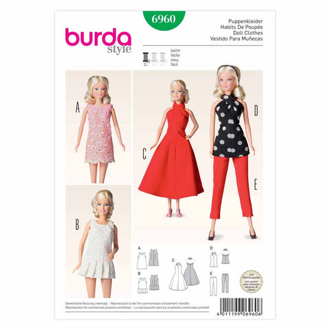 Pattern, Burda, 6960, Doll Clothes