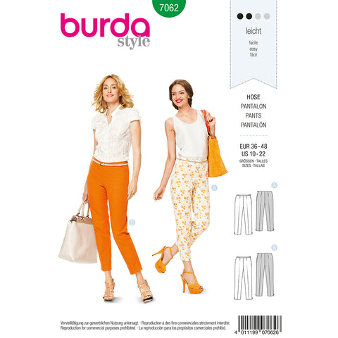 Pattern, Burda, 7062, Pants, Ladies