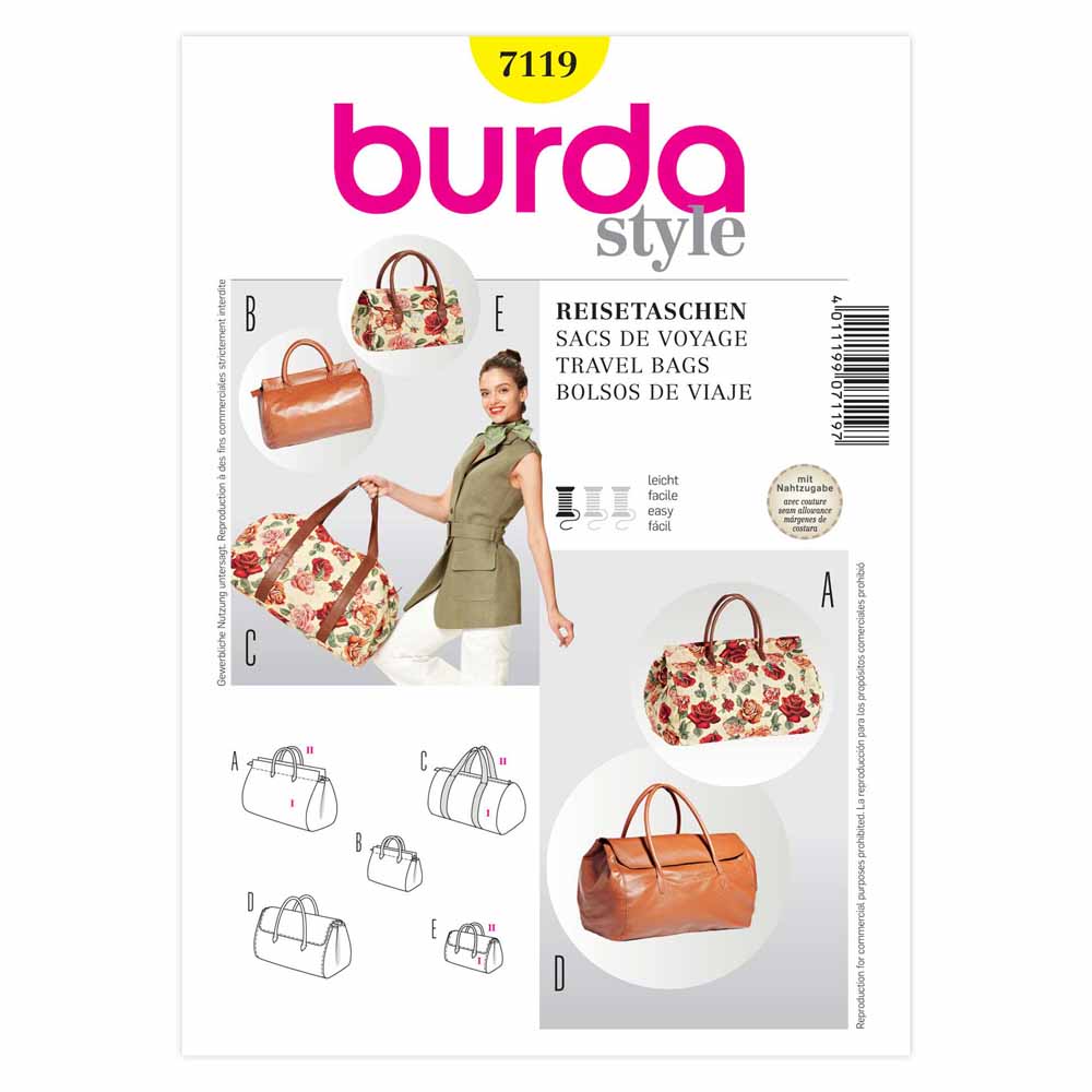 Pattern, Burda, 7119, Travel Bags