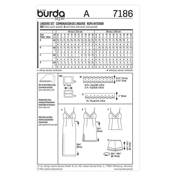 Pattern, Burda, 7186, Lingerie